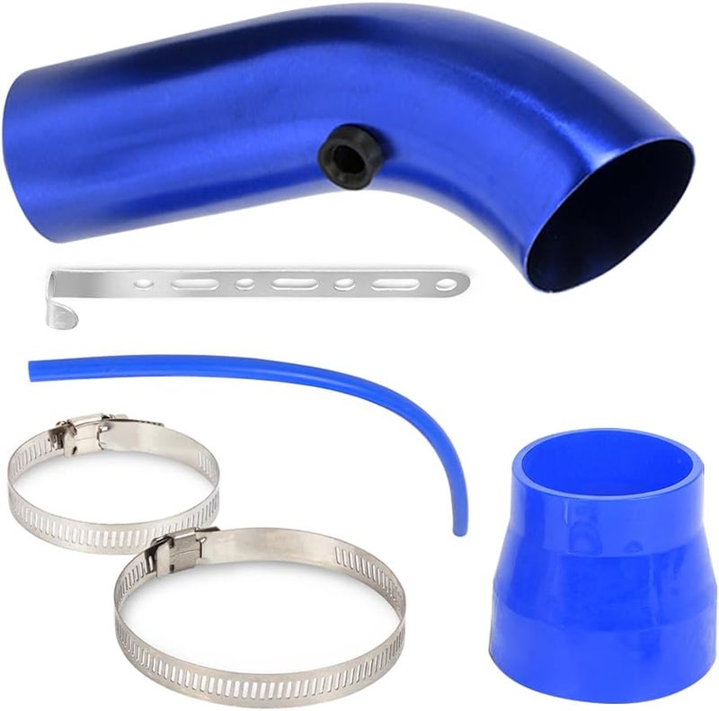 BARTOO 3 Inch Cold Air Intake Filter Pipe Curve Pipe, Aluminum Air Intake Elbow for Car Truck Turbo Piping, Blue - Image 1